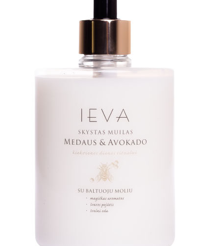 Skystas muilas IEVA MEDAUS IR AVOKADO 0,5 l